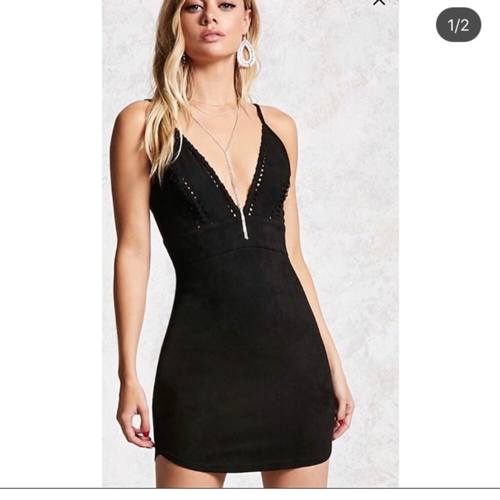 Black faux suede dress